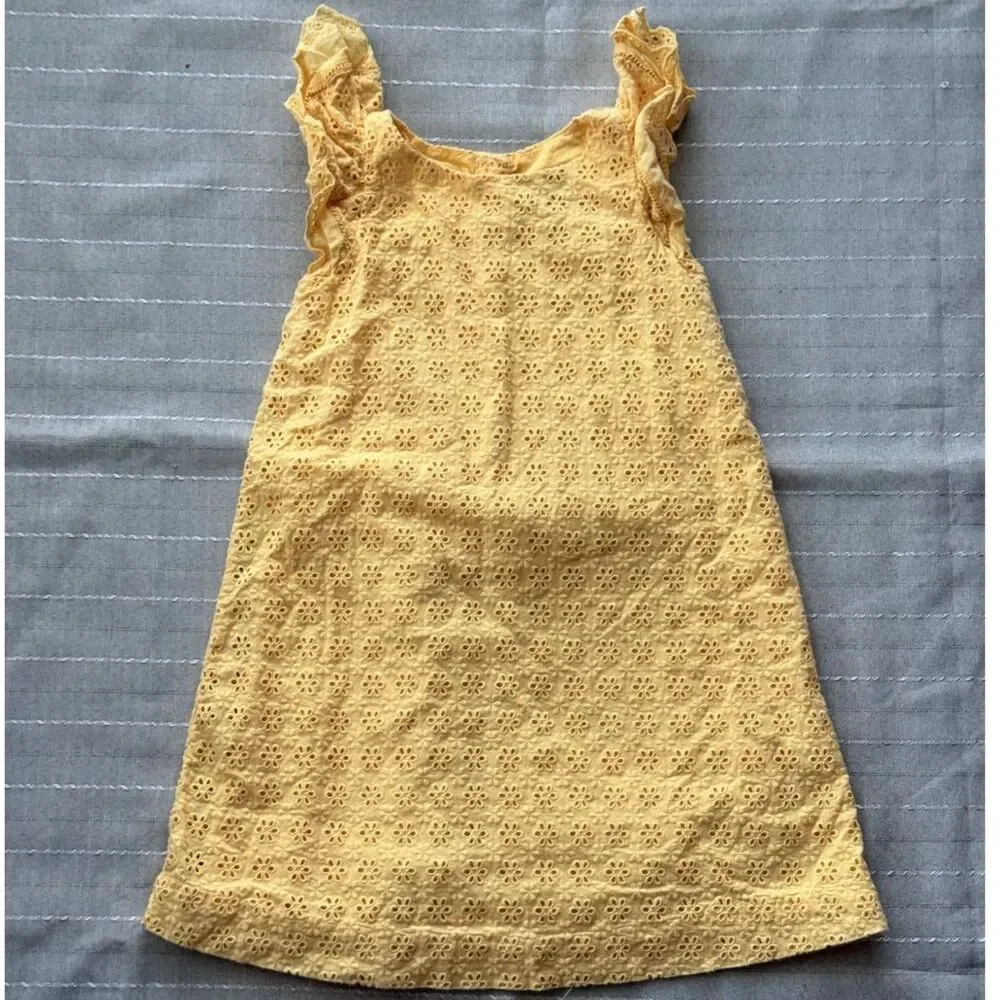 Ralph Lauren Girls Yellow Eyelet Dress Size 6 Great Condition